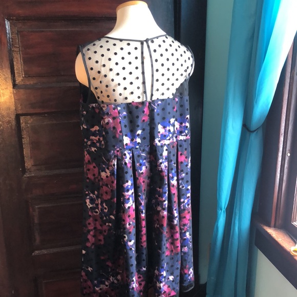 Motherhood maternity party dress XL/Dark blue&rose pattern/black dot overlay - Picture 8 of 17